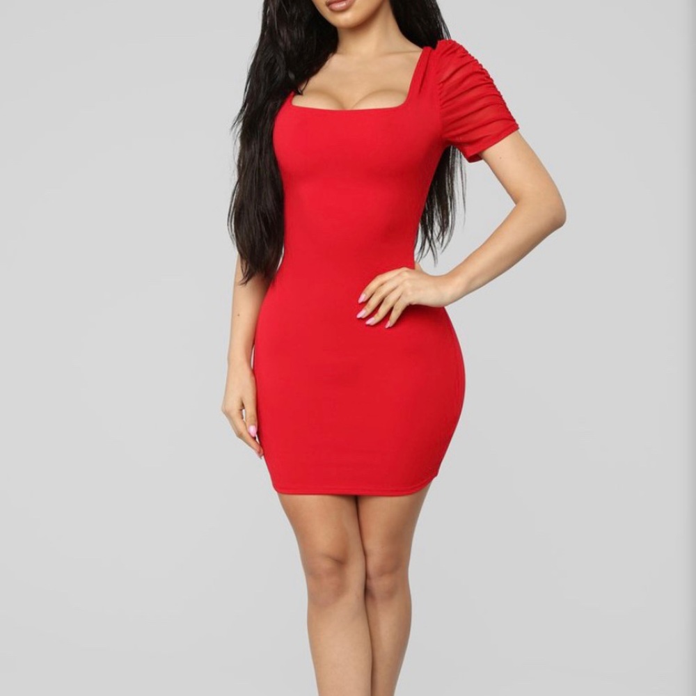 Fashion Nova Mesh Sleeve Mini Dress SMALL